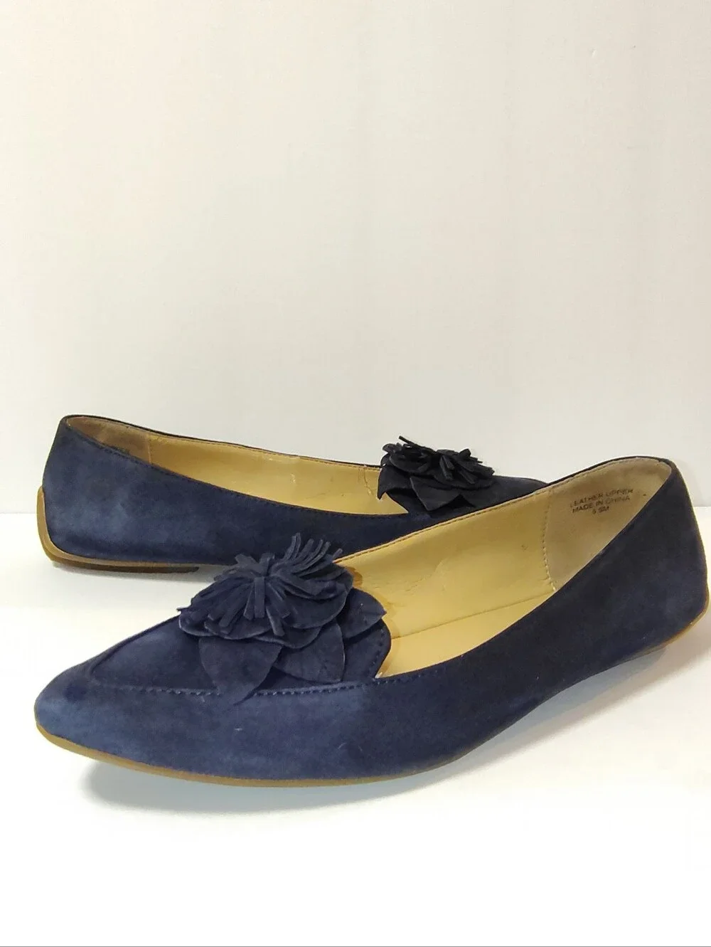 Talbots Women's Francesca Flower Suede Driving Moccasins Slip-On Flats Navy 5.5